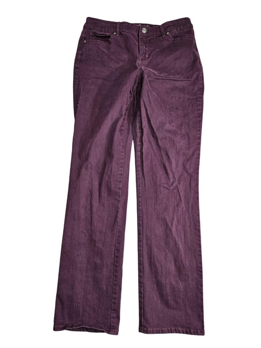 Gloria Vanderbilt Rail Straight Jeans Women 8 Purple Dark Wash Mid Rise Slimming
